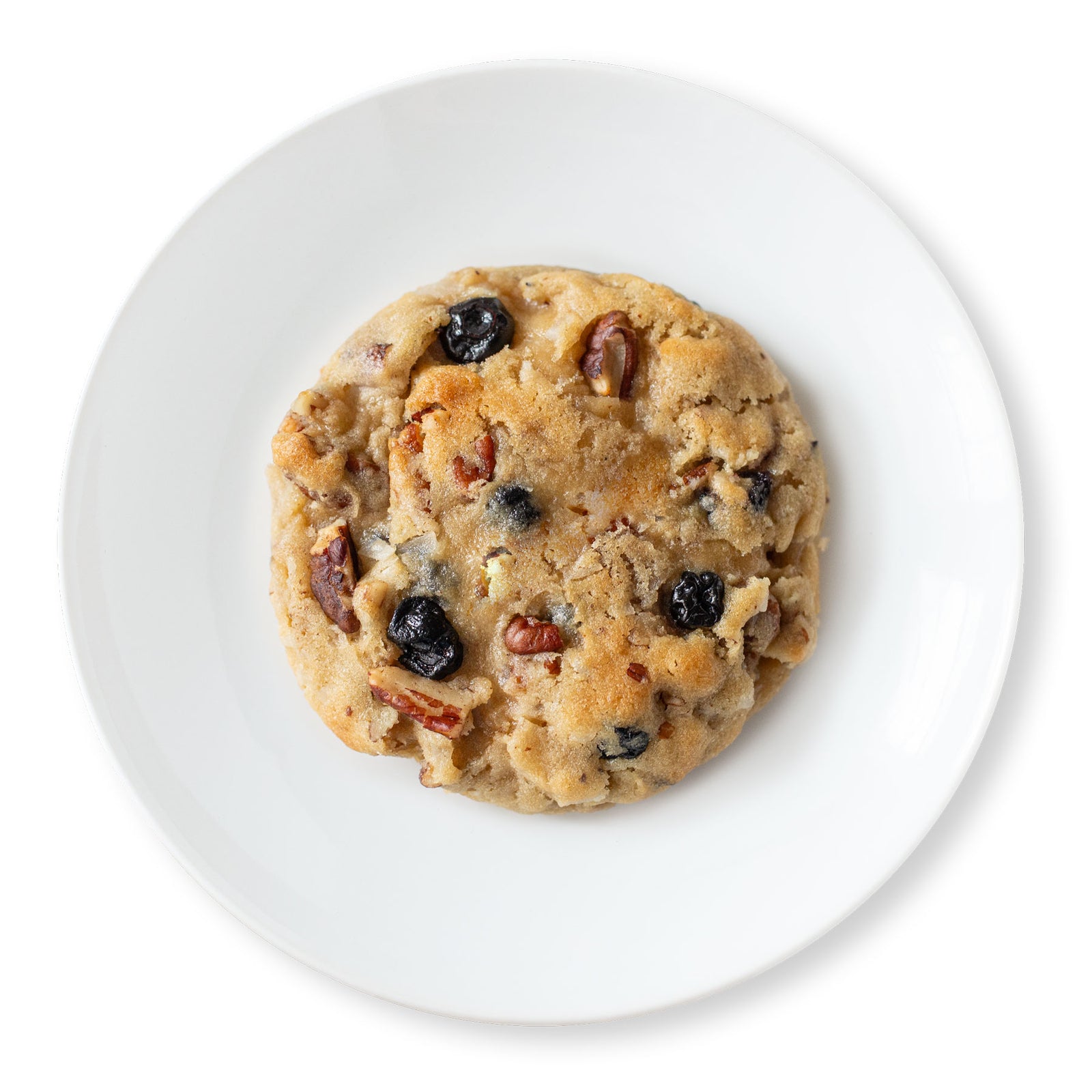 Blueberry coconut pecan cookie with chewy coconut, crunchy pecans, and sweet dried blueberries