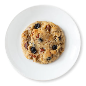 Blueberry coconut pecan cookie with chewy coconut, crunchy pecans, and sweet dried blueberries