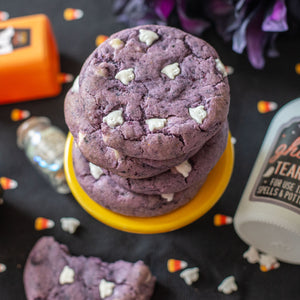 Halloween-Themed Blueberry Cookies with White Chocolate Chips and Ghost Sprinkles