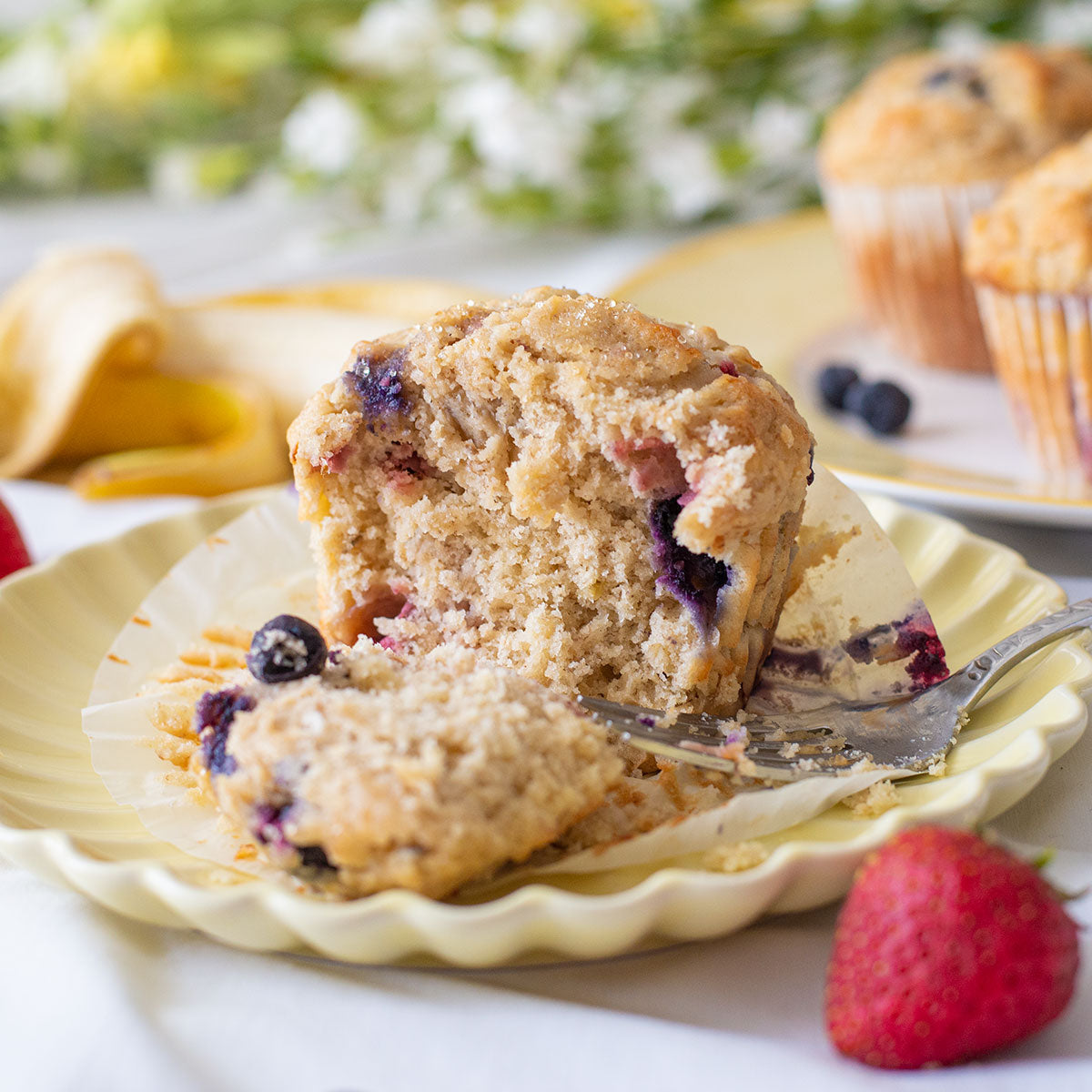 Red, Banana and Blue Muffin