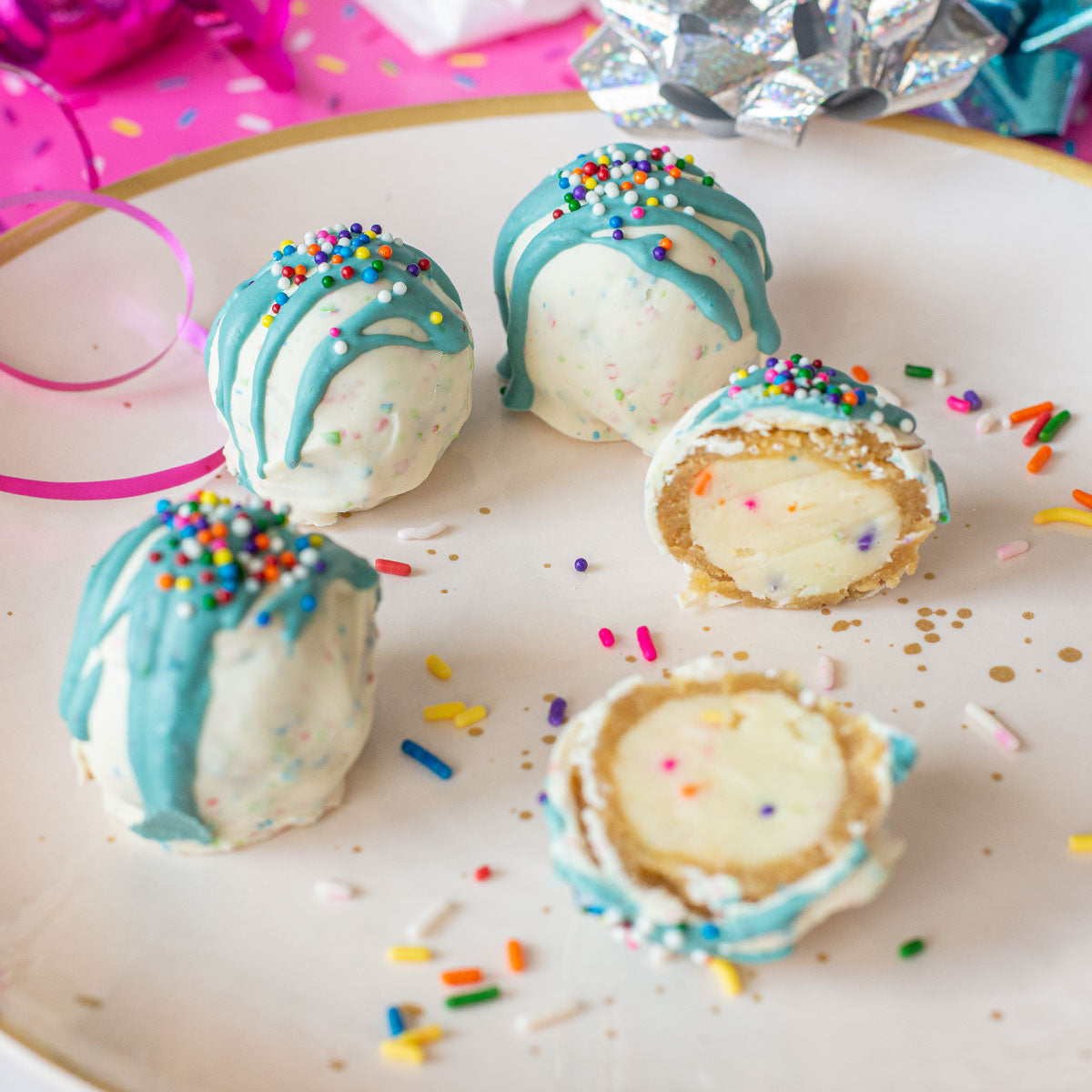 Birthday Cake Fudge Blondie Bombs